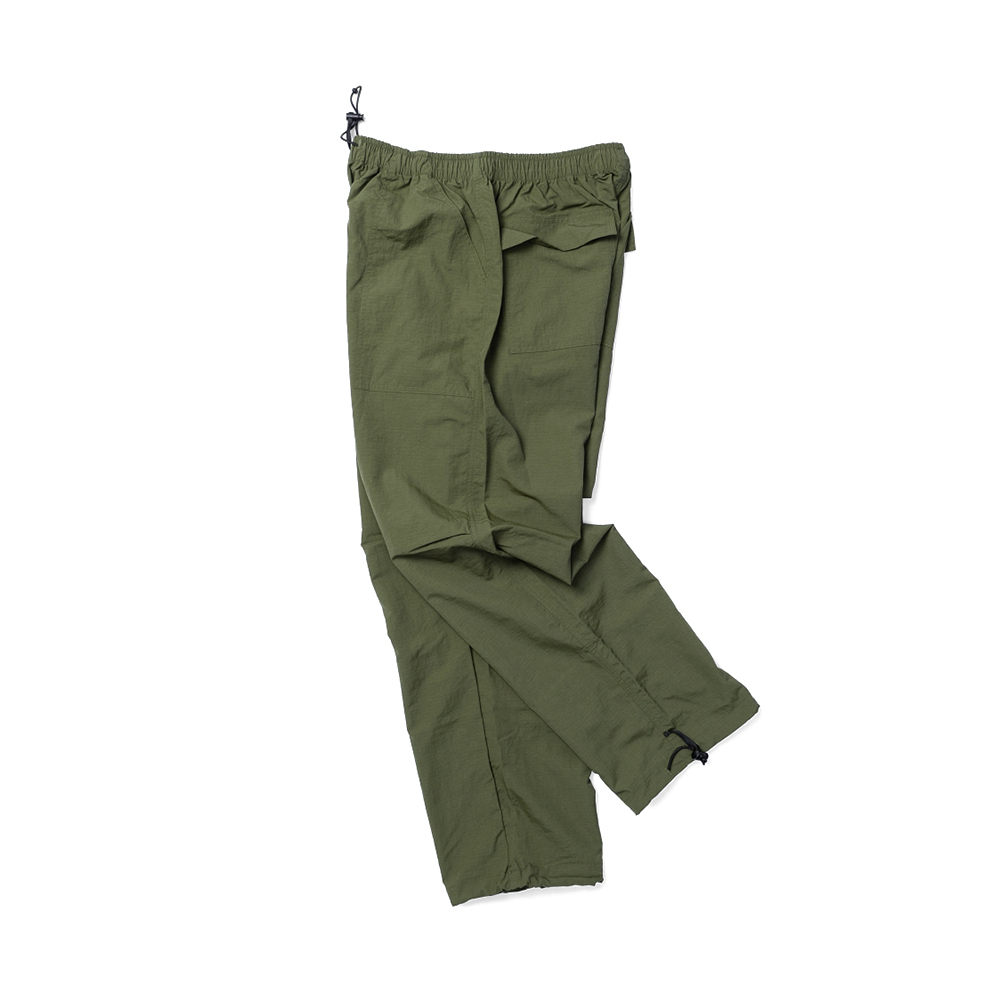 [14%] RIPSTOP NYLON STRING WIDE COMFY PANTS OLIVE