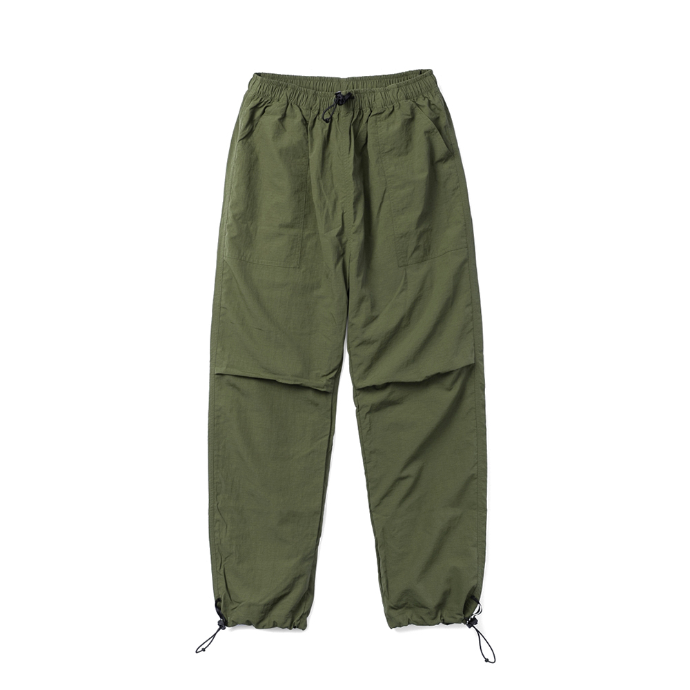 [14%] RIPSTOP NYLON STRING WIDE COMFY PANTS OLIVE